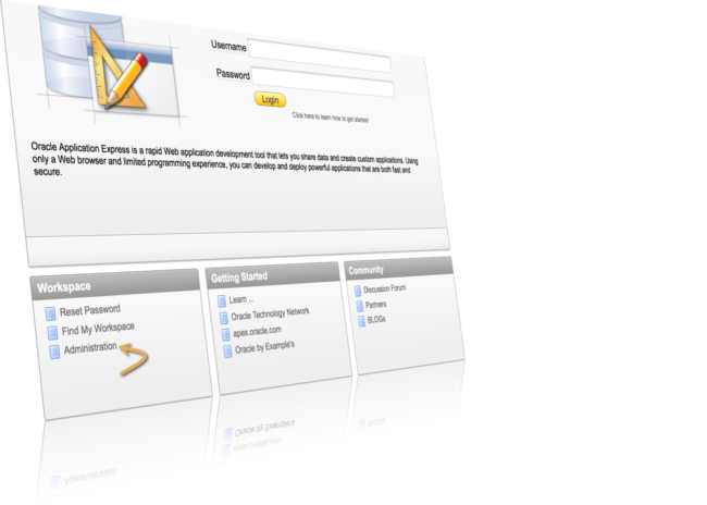 oracle apex administration link